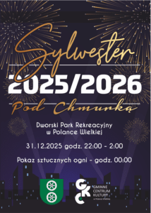 Plakat zaproszenia na Sylwestra pod chmurką